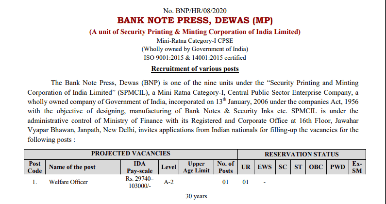 Bank Note Press Dewas Bharti 2021 Online Application Form 1 Bank Note Press Dewas Bharti 2021