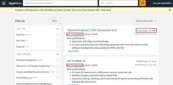 Amazon Jobs in Hyderabad 2022 Best Careers Latest Vacancy 2 Amazon Jobs Hyderabad